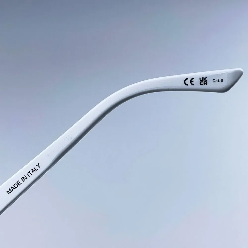 NEW Balenciaga BB0003S 002 White Silver Grey Mirrored Unisex Sunglasses